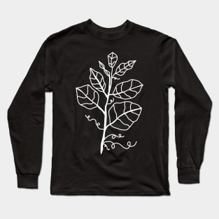 White Embossed Leaf Pattern Long Sleeve T-Shirt